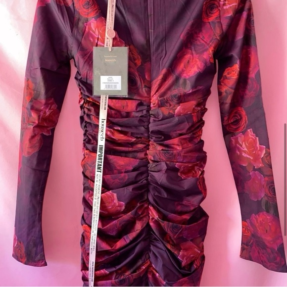 House of CB Lanetta Romantic NEW Floral Dress Medium Purple Burgundy Flower - Picture 8 of 12